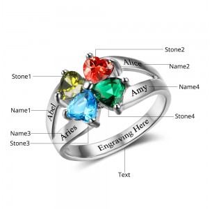 Birthstone Ring, Sterling Silver Personalized Engravable Ring JEWJORI102501